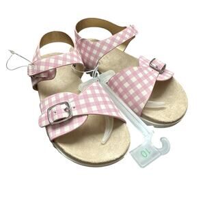 Cat & Jack Toddler Girl’s Footbed Sandals Gingham Pink Size 10 NWOT
